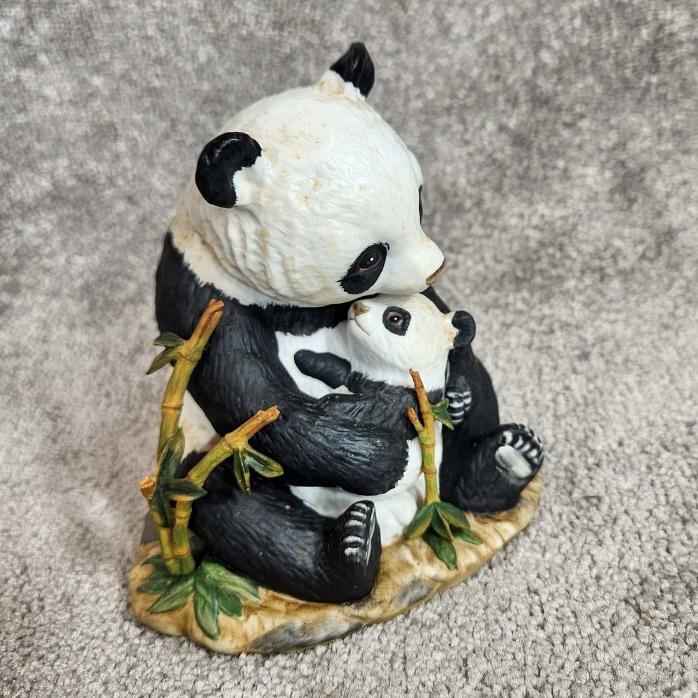 Homco‎ Masterpiece Porcelain Panda Figurine 1988 Black White Mother and Baby